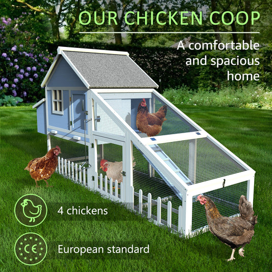 Weatherproof Wooden Chicken Coop – Indoor & Outdoor Walk-in Hen House with Run, Nesting Box, and Pull-Out Tray – Portable Backyard Poultry Cage for Easy Cleaning and Predator Protection