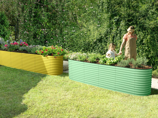 Galvanized Raised Garden Beds Outdoor // 4×2×1 ft & 8×2×2.5 ft Modular Planter Raised Beds for Gardening, Vegetables, Flowers // Large Metal Garden Box (Light Green)