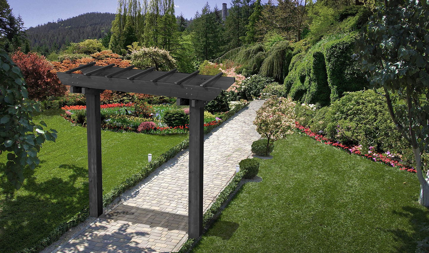 Vita Charcoal Gray Wildwood Cedar Arbor – 72" W x 90" H, Garden Arch for Climbing Plants, Wedding Ceremony & Backyard Décor, Durable Two-Post Trellis, Easy Assembly, for Parties & Celebrations
