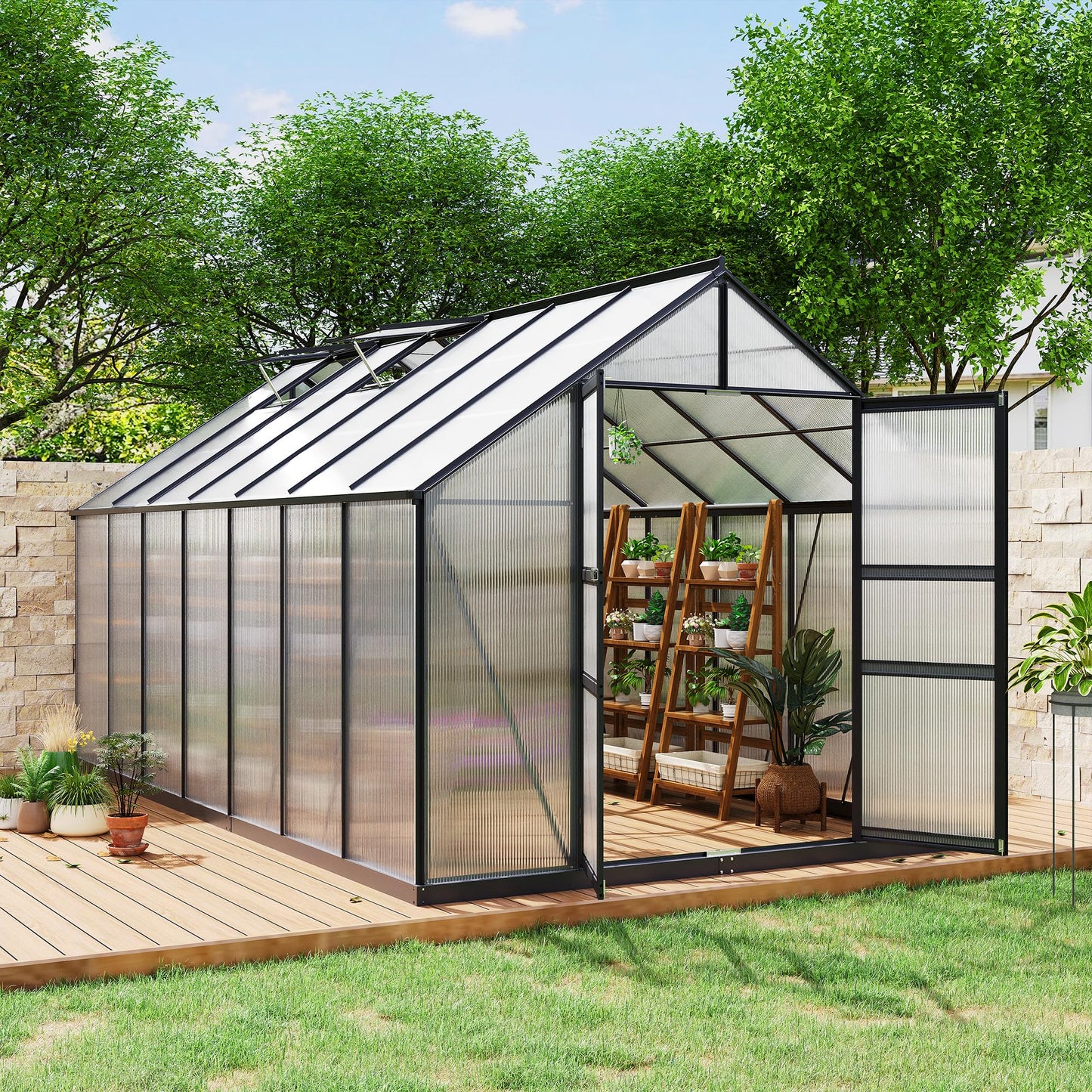 8x14FT Greenhouses for Outdoors,Heavy Duty Polycarbonate Greenhouse