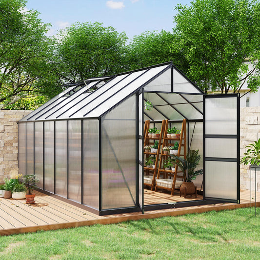 8x14FT Greenhouses for Outdoors,Heavy Duty Polycarbonate Greenhouse