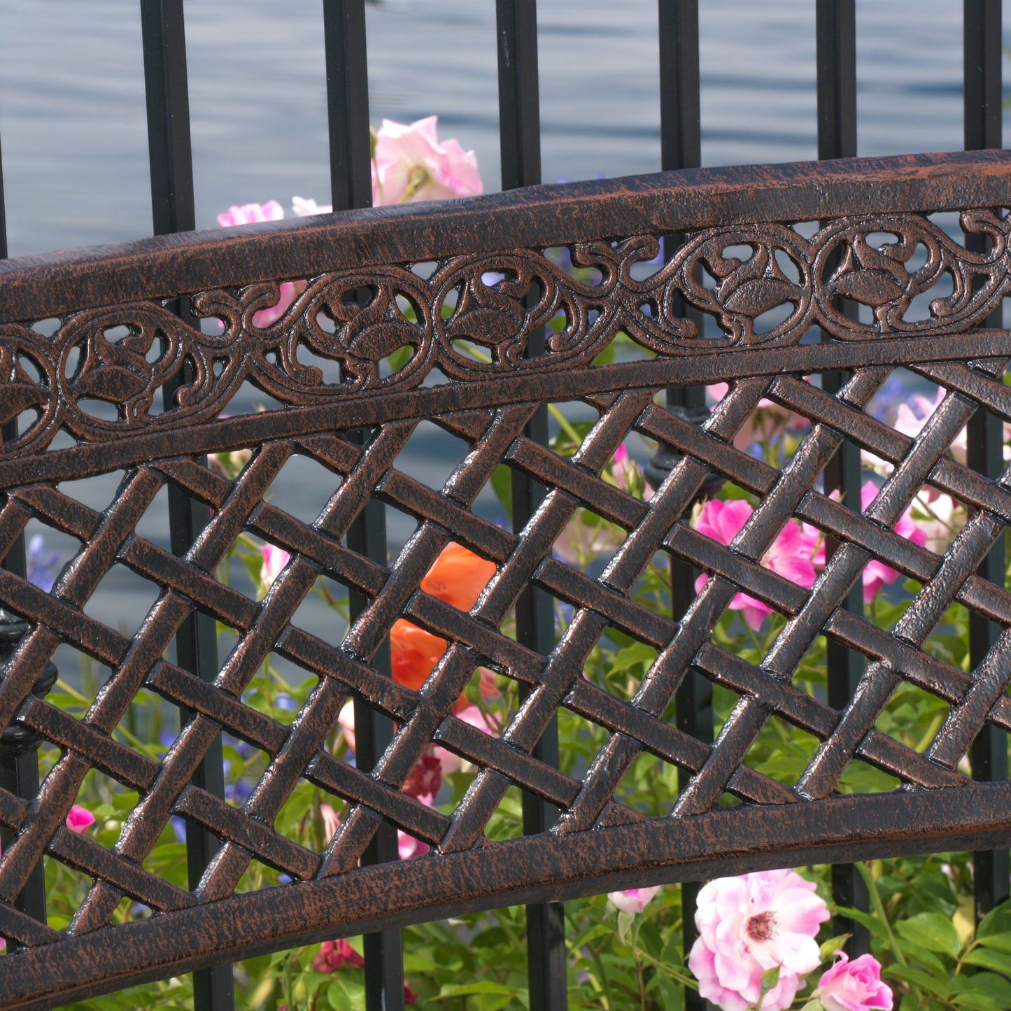 Christopher Knight Home Sebastian Outdoor Antique Cast Aluminum Sector Bench, Shiny Copper